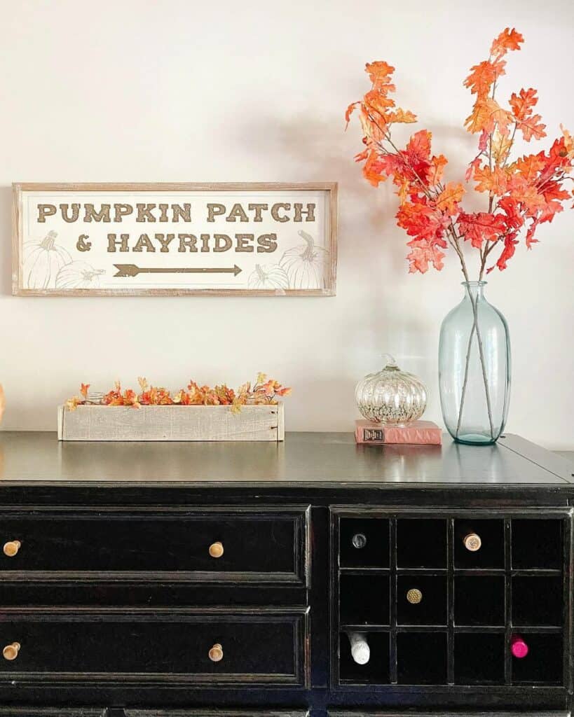 Minimalist Accessories Decorate a Black Buffet