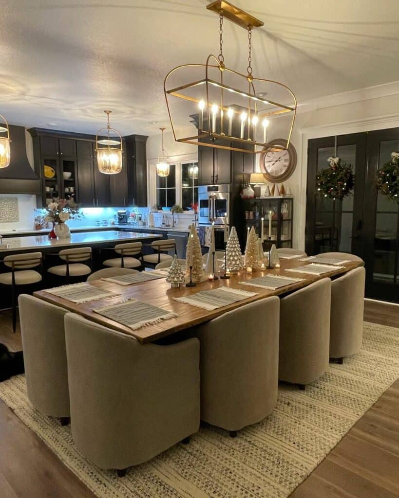 Modern Dining Table With Metallic Centerpiece
