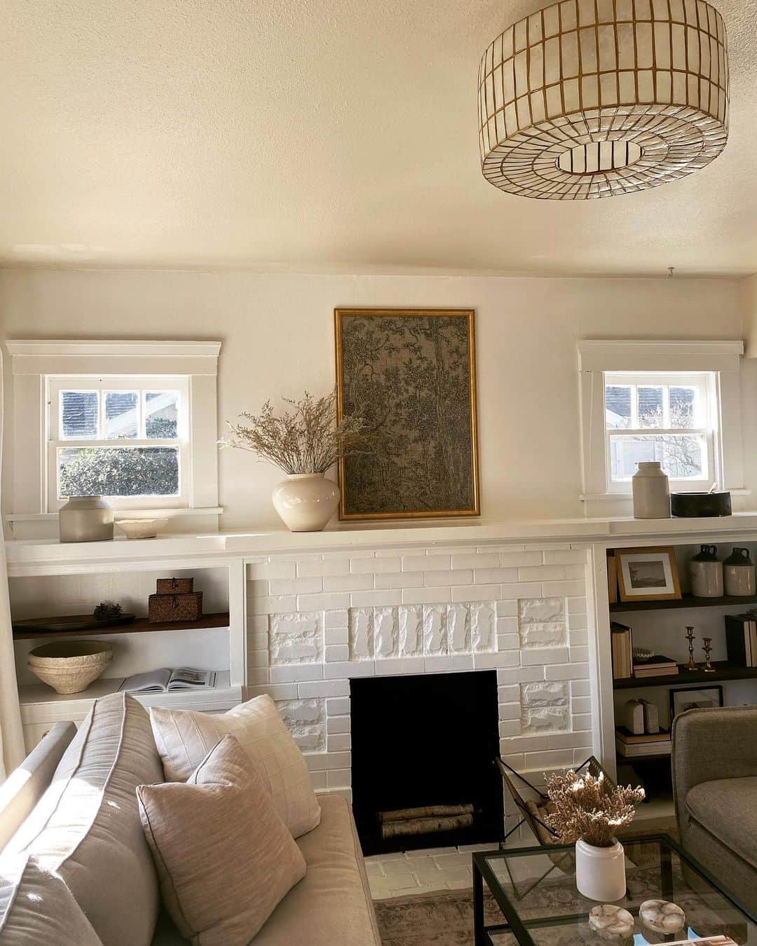 Modern Living Room With Gold-framed Artwork - Soul & Lane