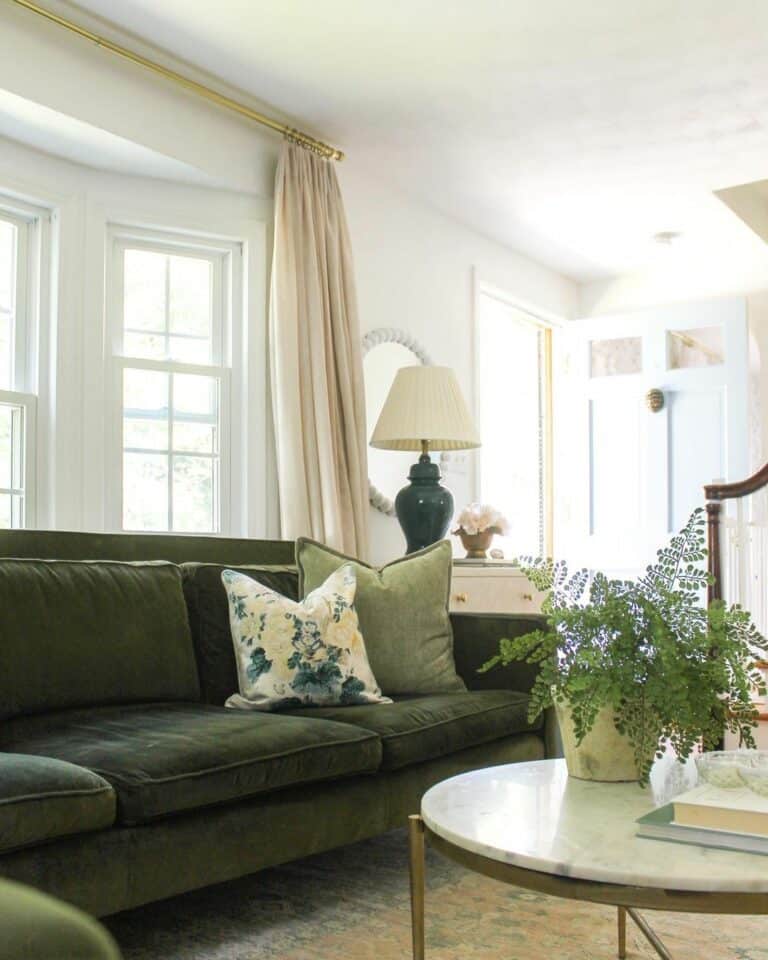 Modern Neutral Living Room With Green Accents