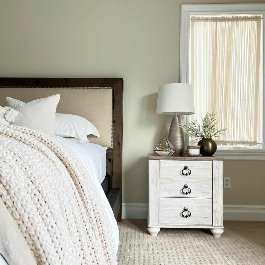 Modern Vintage Bedroom With Sage Green Wall