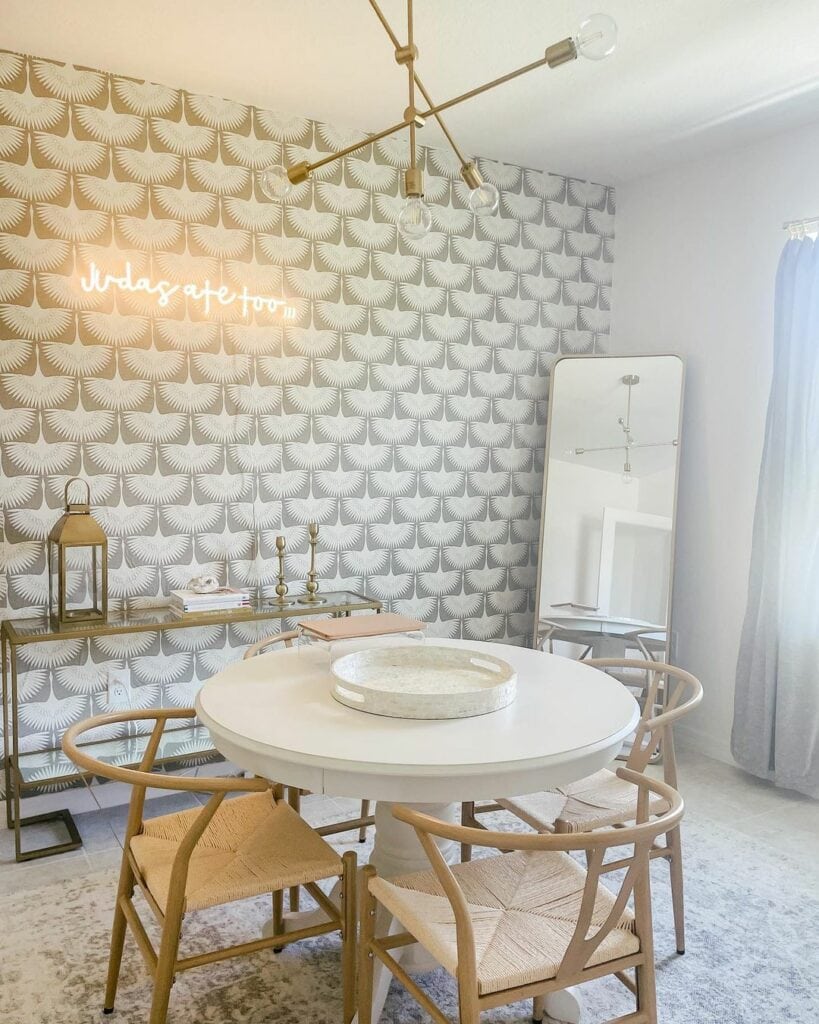 Modern Wallpaper With Round Dining Table