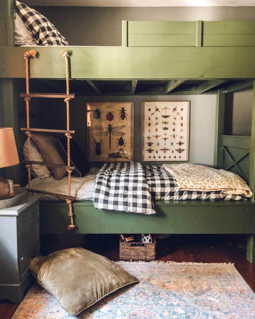 Moss Green Bunk Bed With Rope Ladder