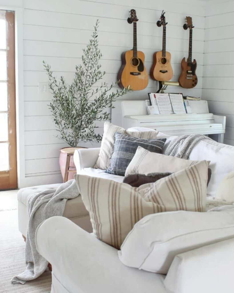 Music-inspired Room Covered in Shiplap