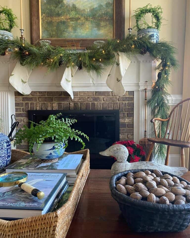 Neutral Farmhouse Christmas Living Room Decorations
