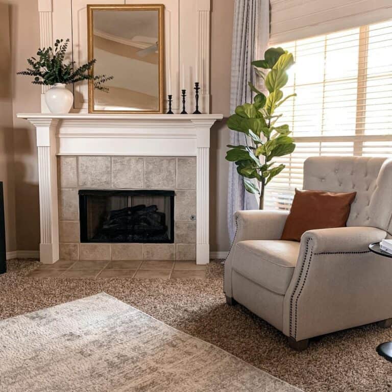 Neutral Living Room With Tiled Fireplace