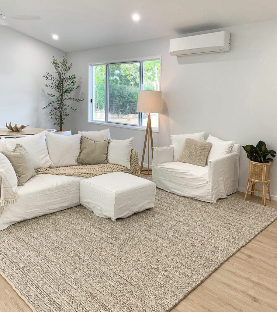 Neutral Living Room With White Sofas