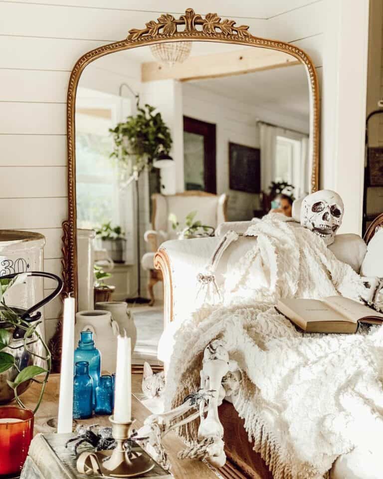 Nostalgic Comfort: A Relaxed Skeleton's Retreat