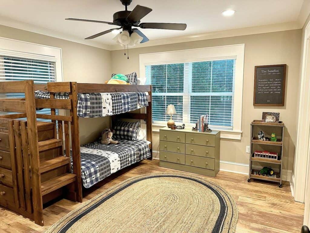 Oak Bunk Beds and Olive Dresser