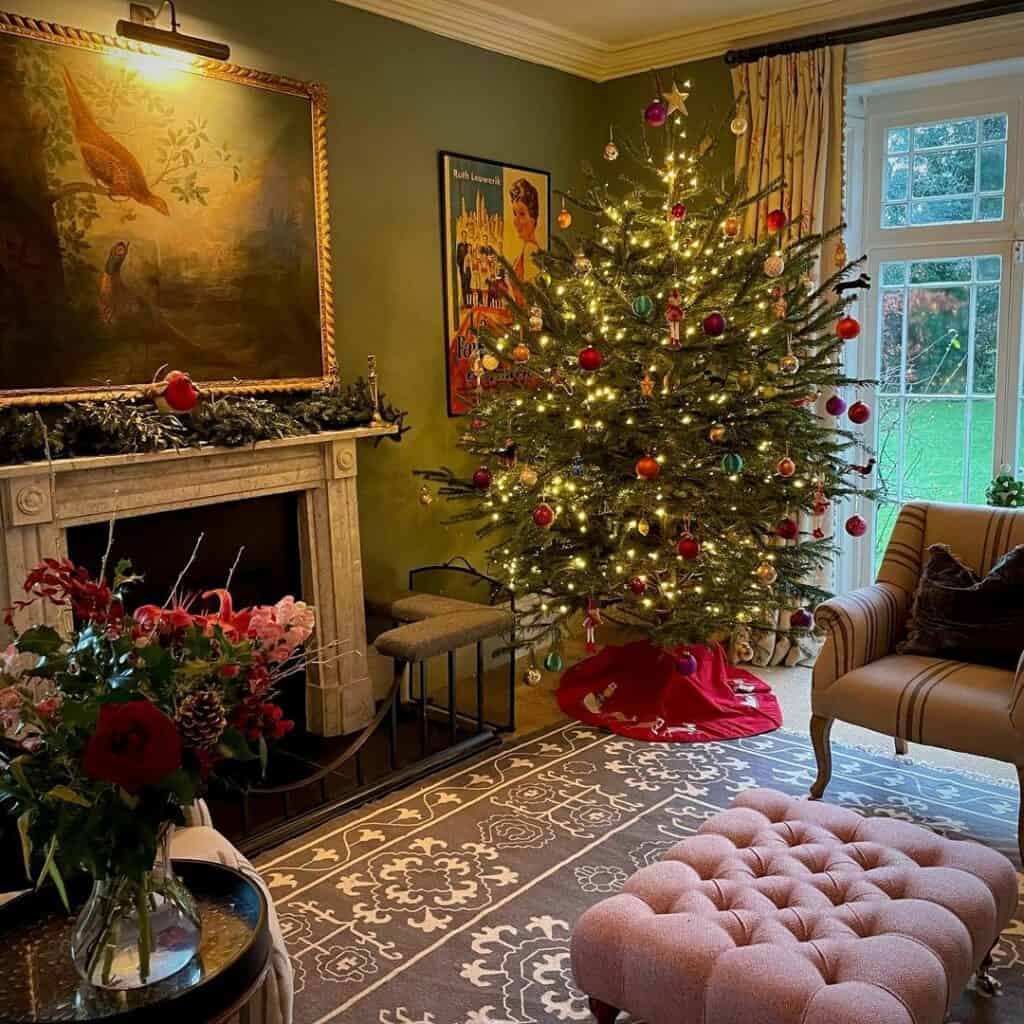 Olive Christmas-themed Living Room