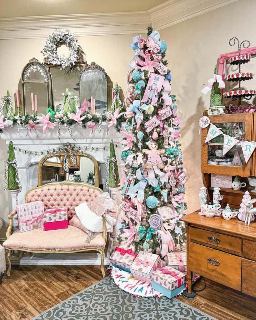 Pink and Blue Vintage Christmas Décor