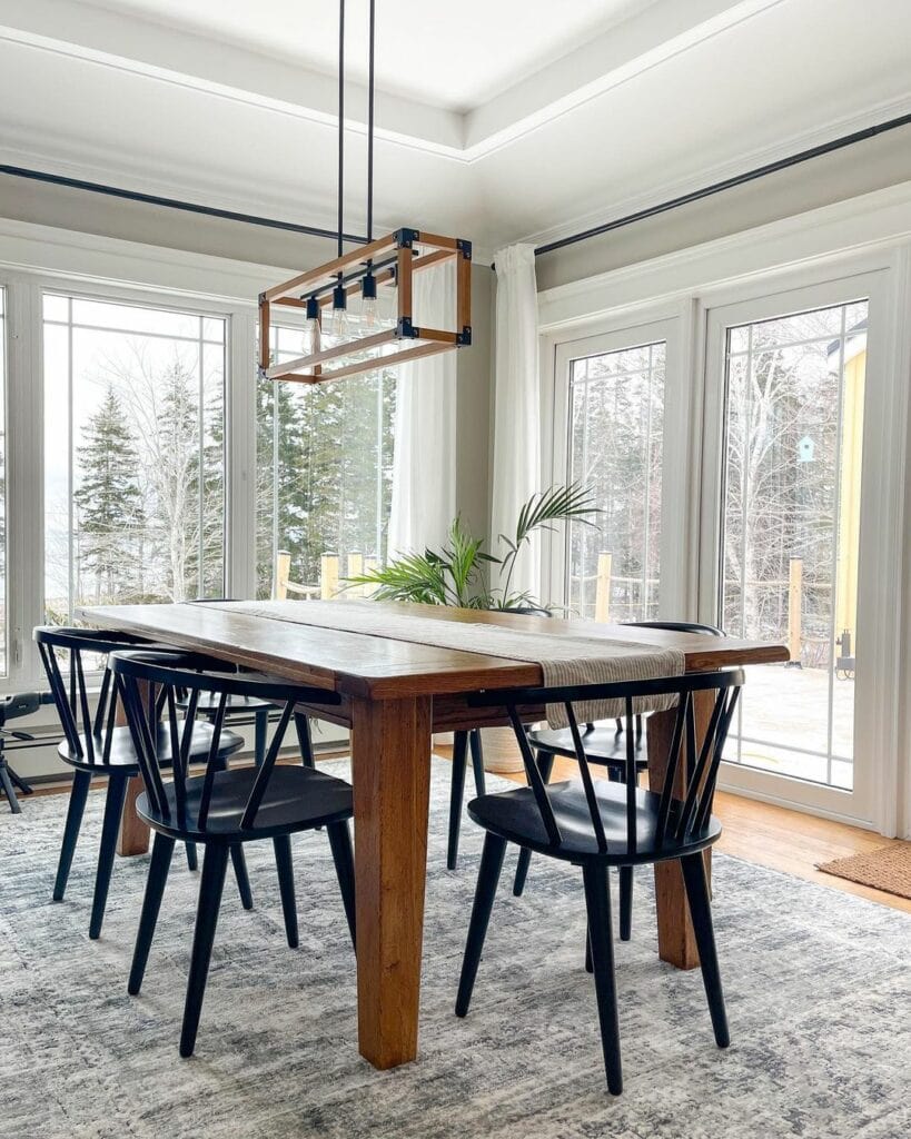 Rectangular Dining Table Under Tray Ceiling