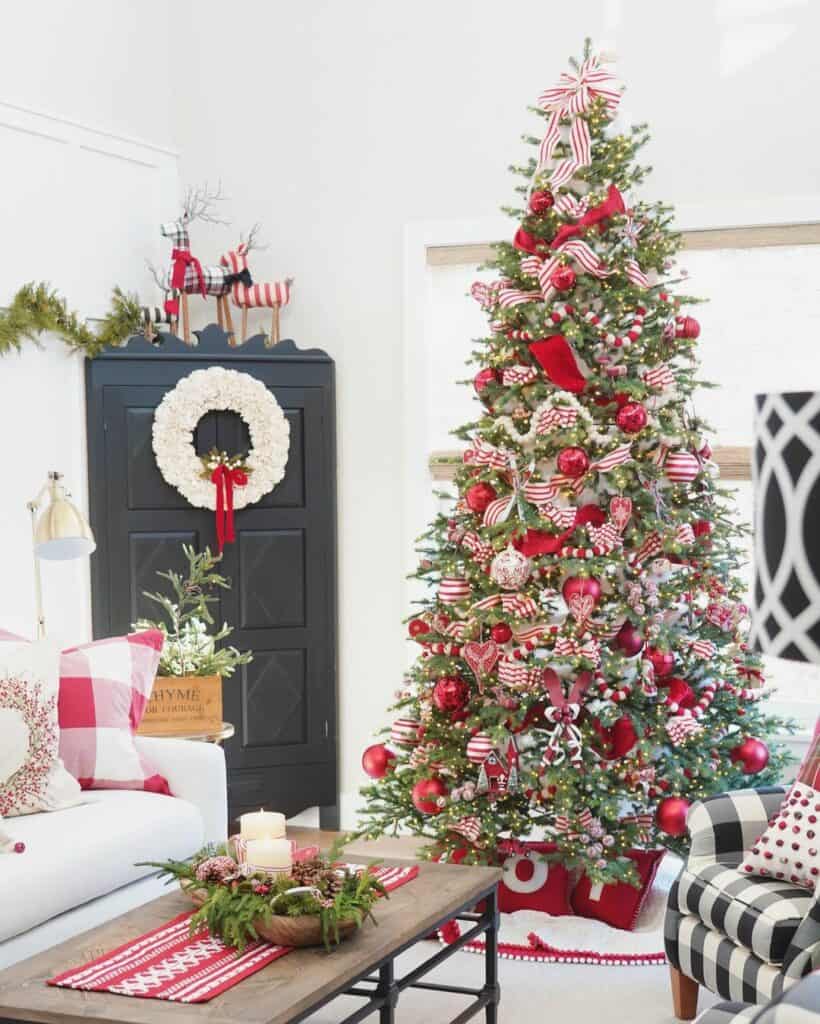 Red and White Decorated Tree