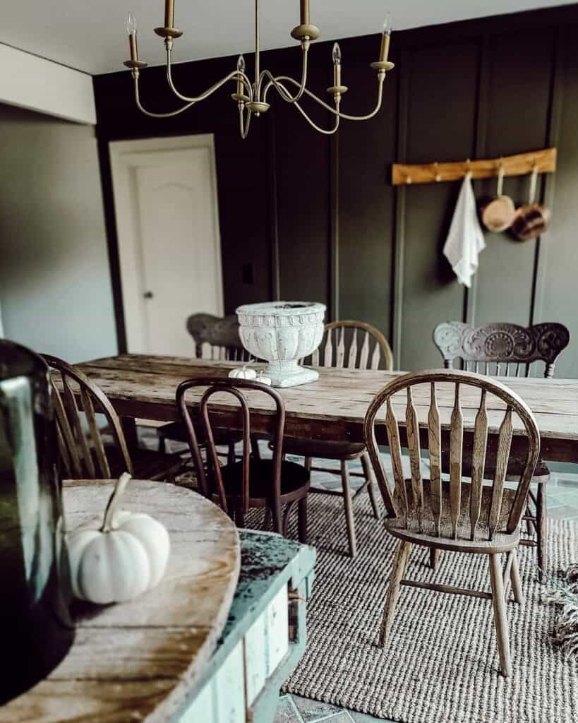 Rustic Dining Set With Mismatched Chairs