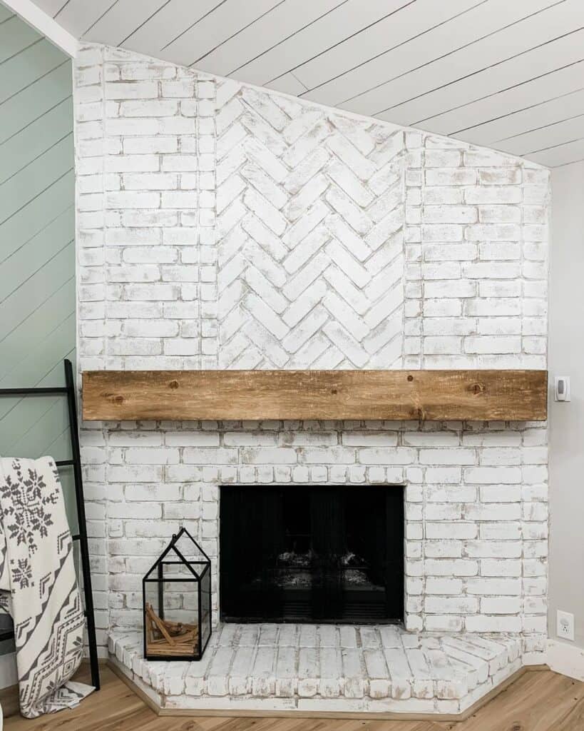Rustic White Brick Fireplace