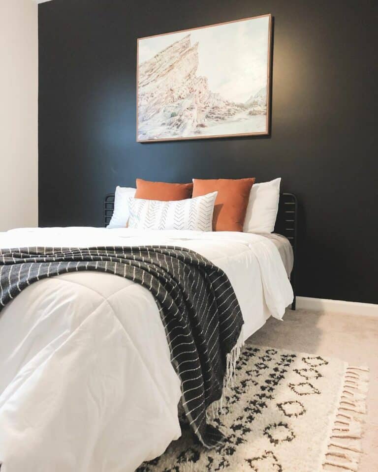 Simple Bedroom Aesthetic With Black Wall