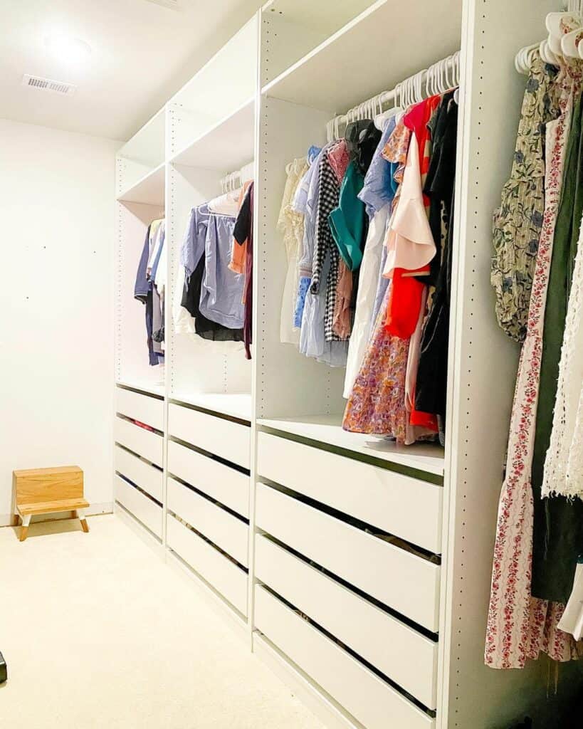 Simple White Shelving and Drawers