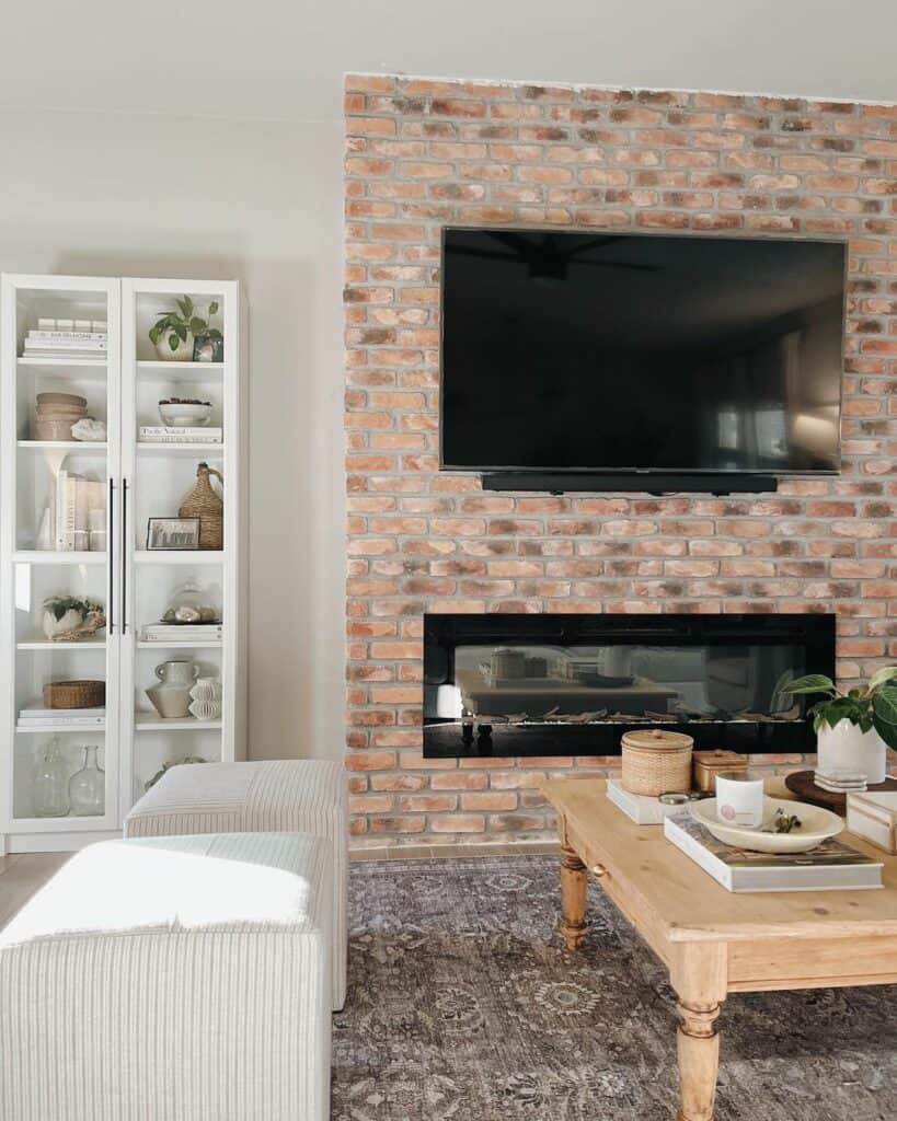 Suspended Sophistication on Brick Fireplace
