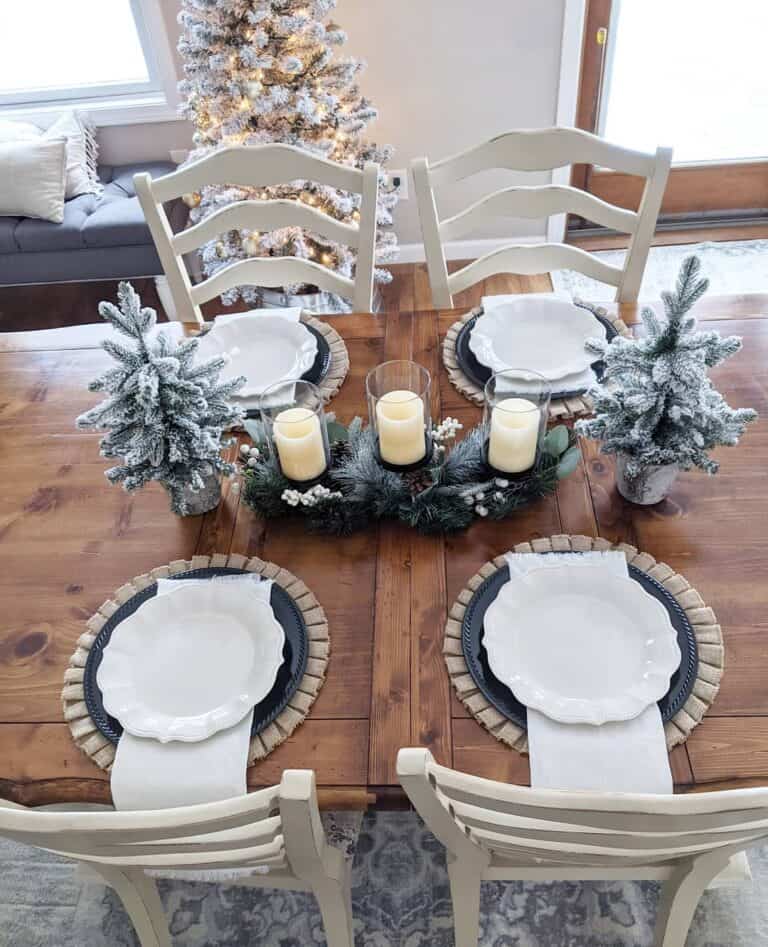 Table Decorated With Woodsy Christmas Accents