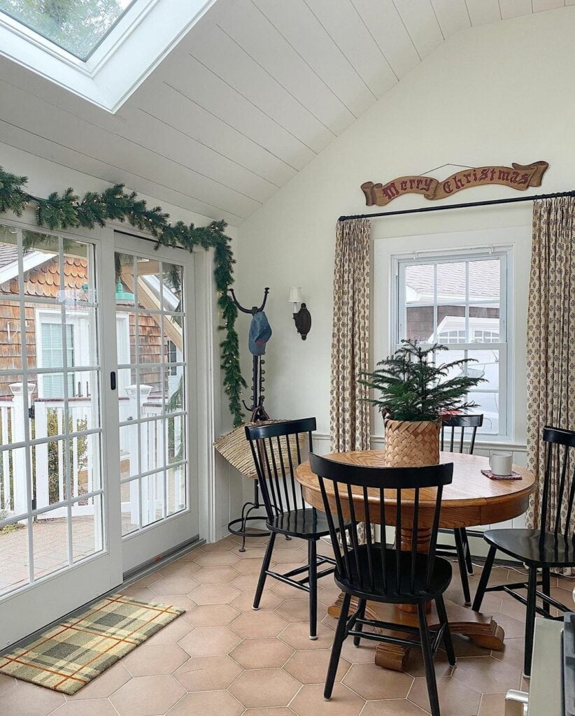 Textured Vaulted Ceiling With White Shiplap