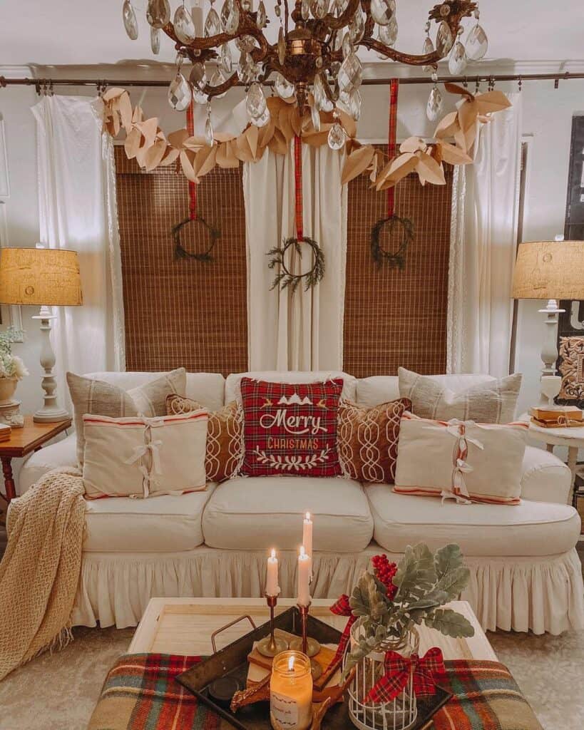 Traditional Christmas DÃ©cor With Faux Flowers and Wreaths