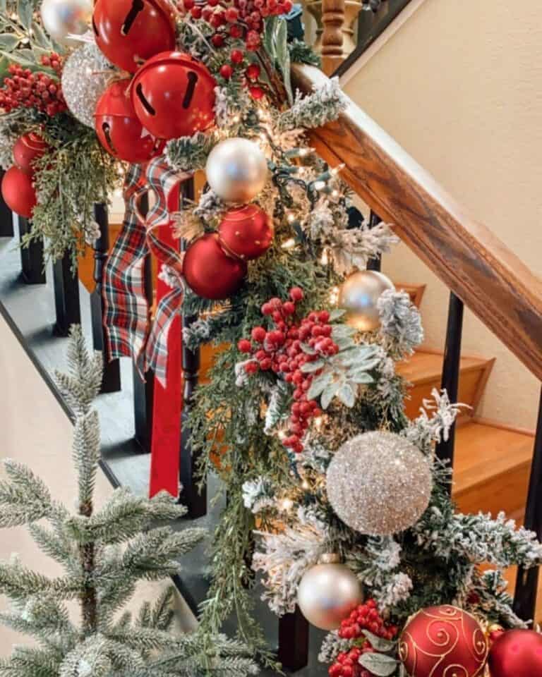 Traditional Ornament on a Banister Garland