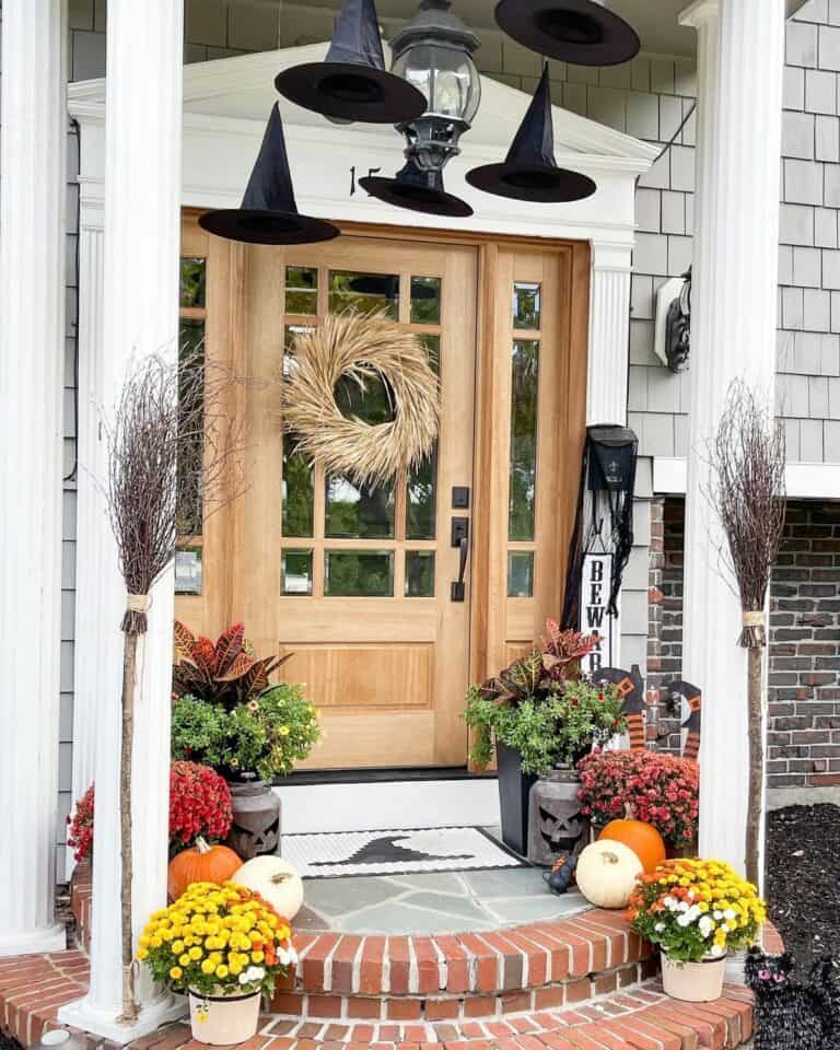 Traditional Portico With Pumpkin Décor