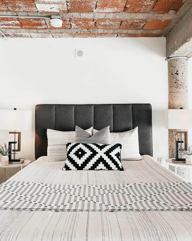 Urban Modern Bedroom Ideas With Exposed Brick Ceiling