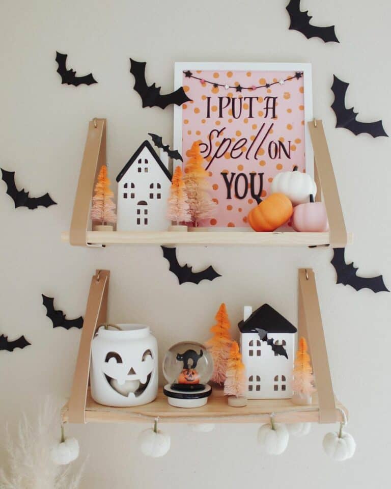 White Bedroom With Colorful Halloween DÃ©cor