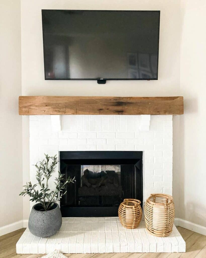 White Brick Fireplace and Entertainment Area