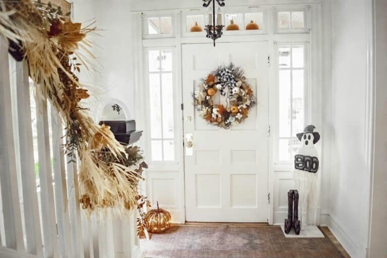 White Entryway With Fall Wreath