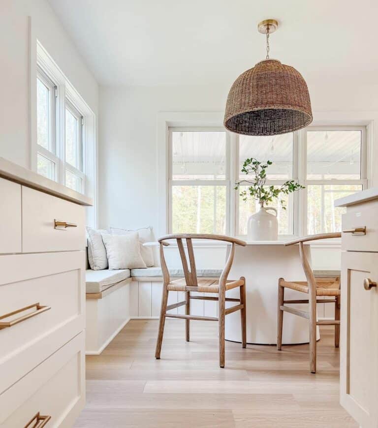 White Kitchen With Padded Bench