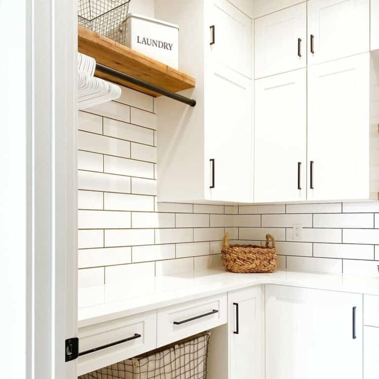 White Laundry Room Organized in Style