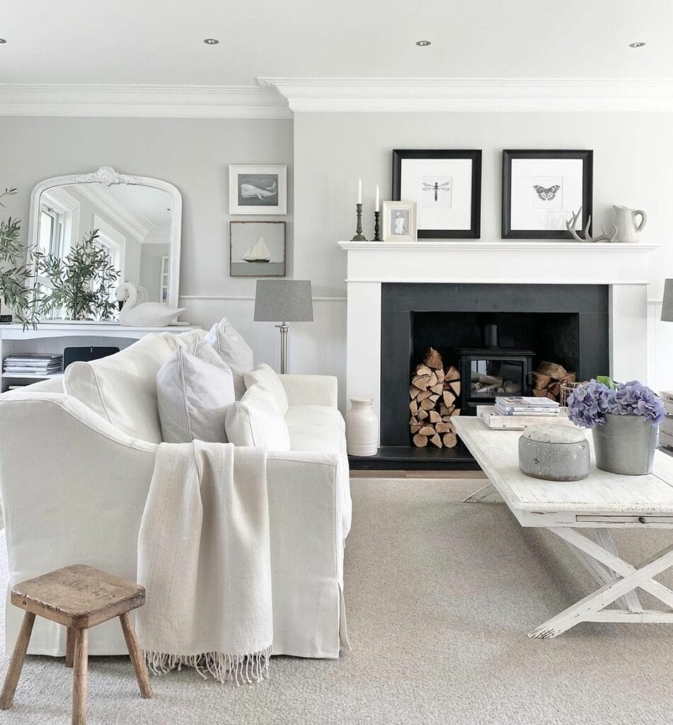 White Living Room With Black Accents
