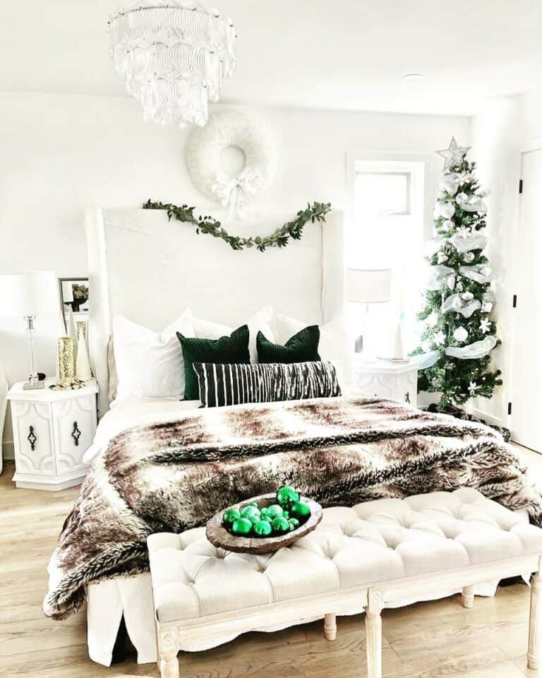 White and Green-themed Bedroom Design