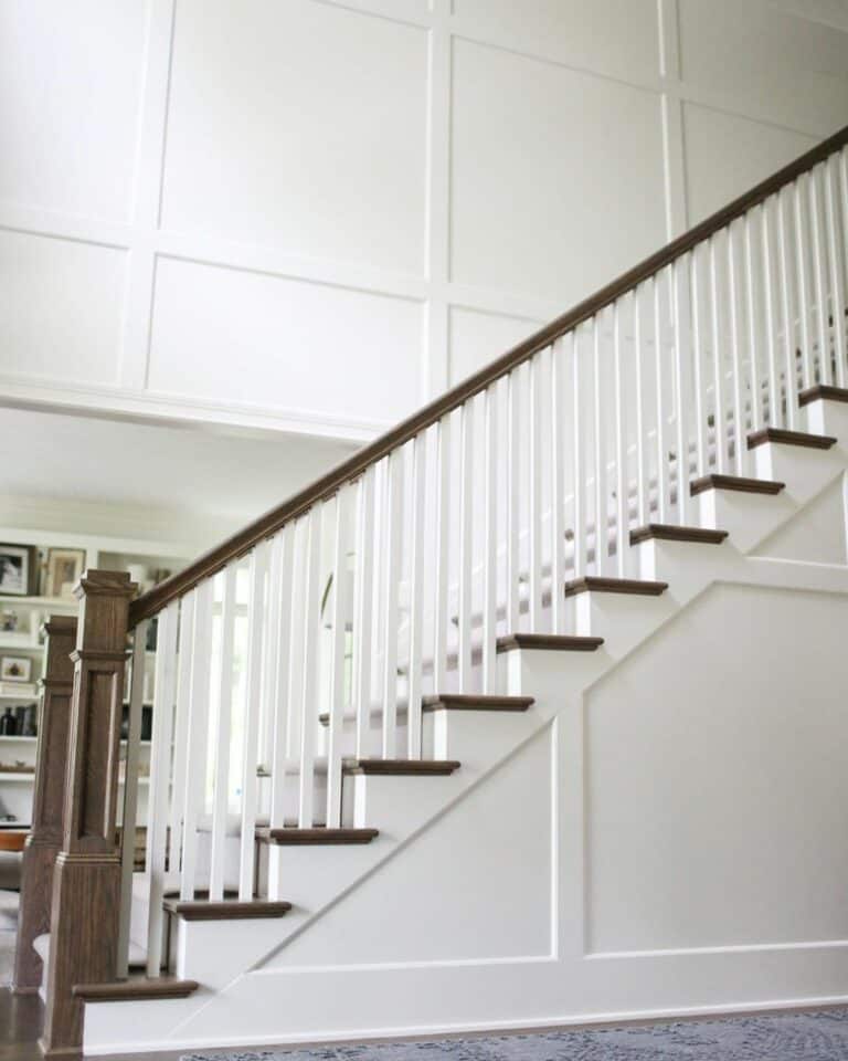 Wood Staircase Accents Surrounded by White