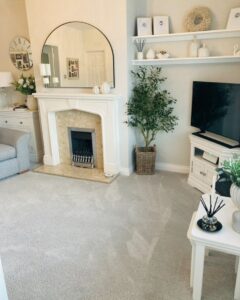 Modern Living Room With Black-framed Mirror