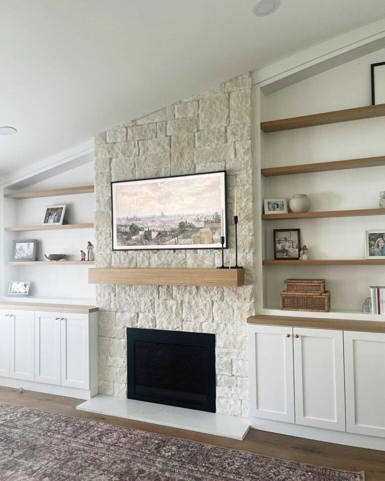 A-frame Stone Fireplace