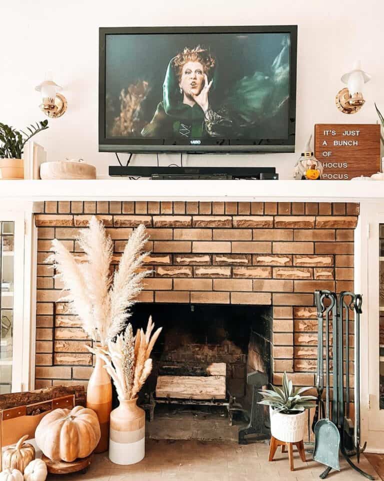 Autumn Elements Around a Fireplace