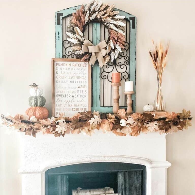Autumn Wreath Hung on French Doors