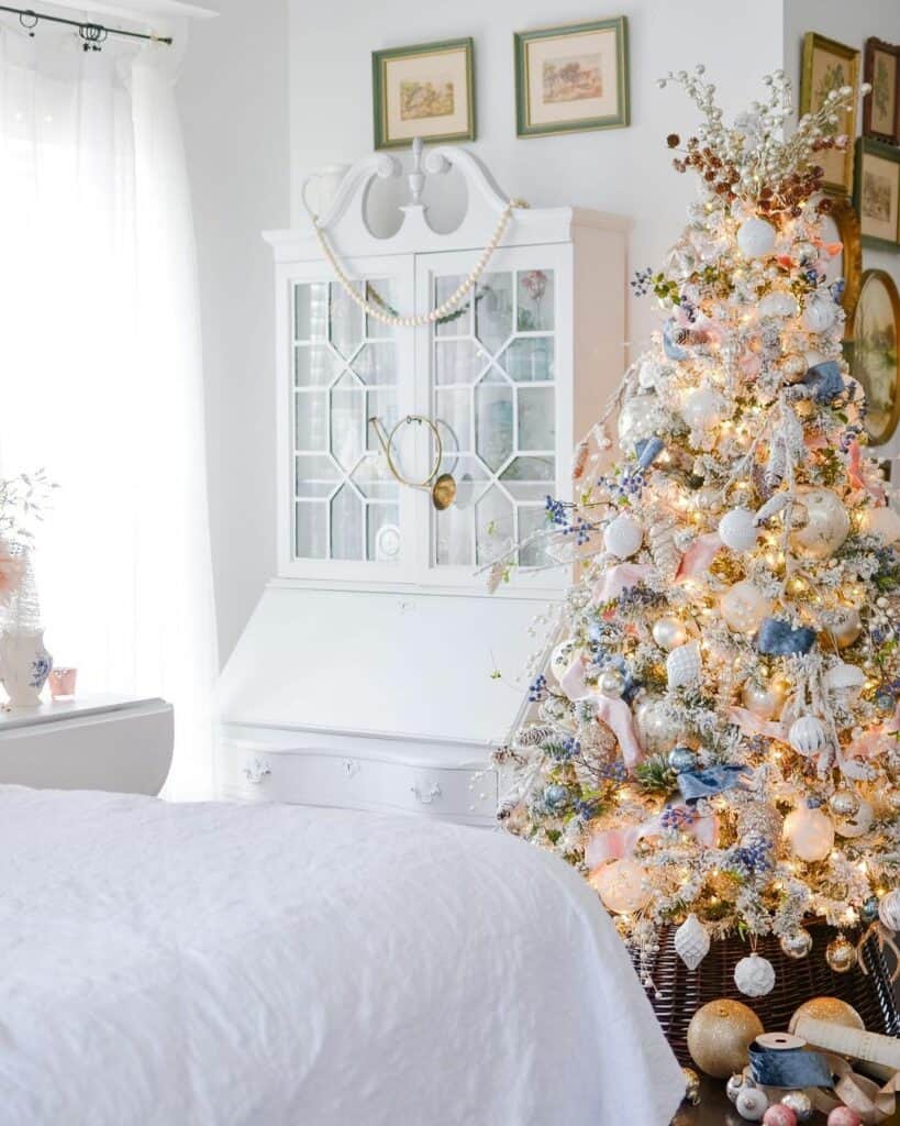 Bedroom Christmas Tree Illuminates the Room