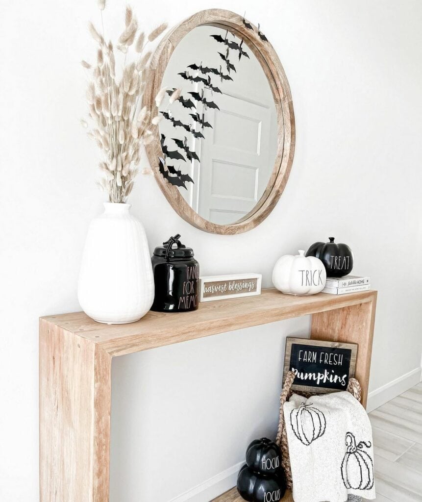 Black and White Entryway Pumpkins