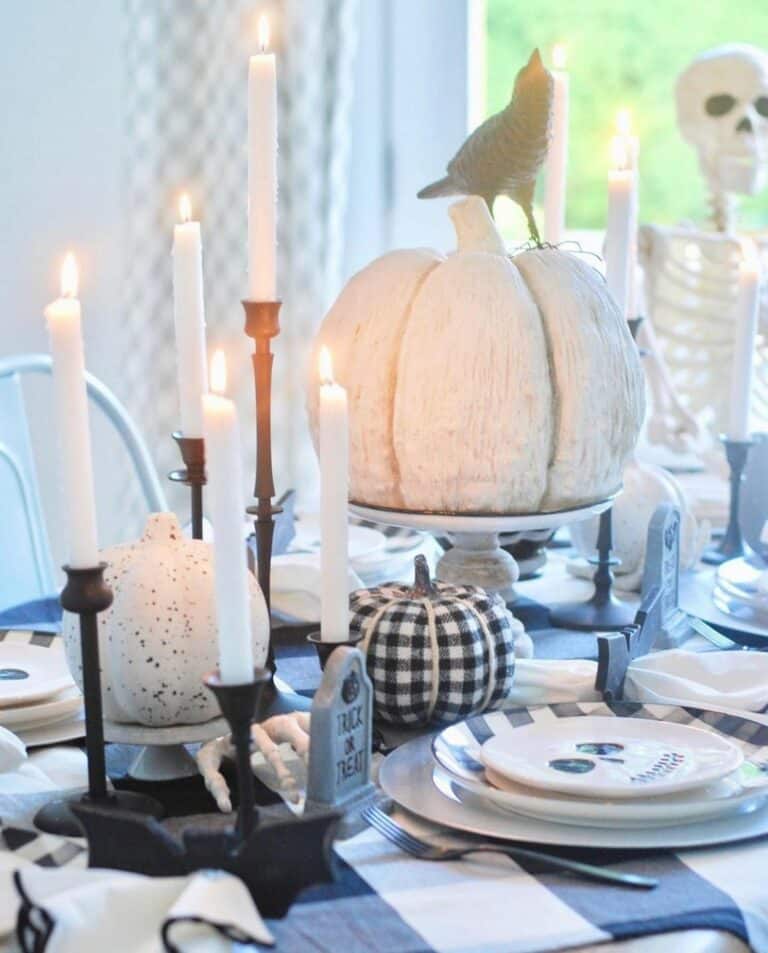 Black and White Halloween Centerpiece