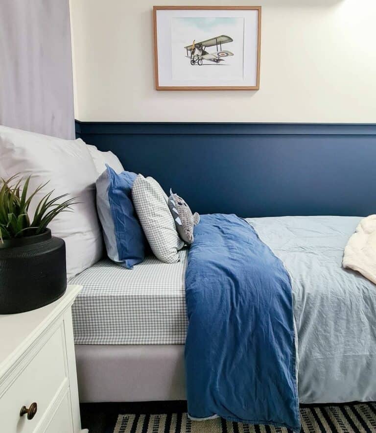 Blue Bedroom Highlighted by White Accents