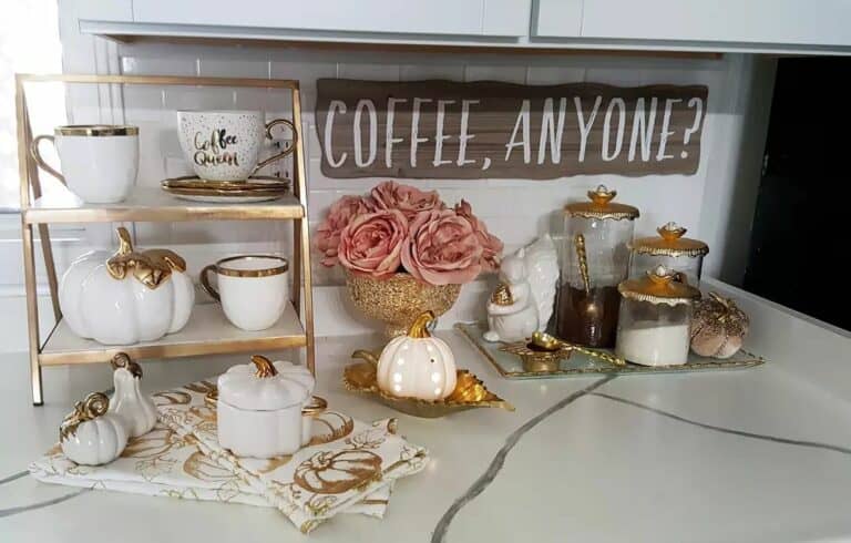 Coffee Bar Accentuated With Gold Accessories