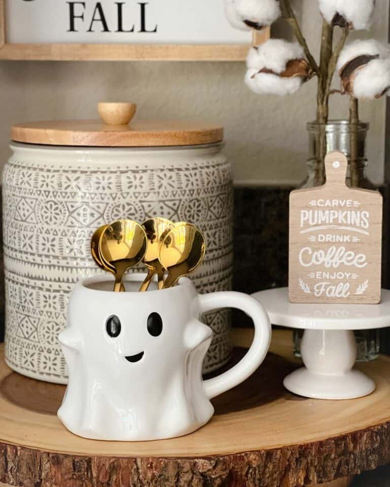 Coffee Station WIth Neutral Halloween Décor