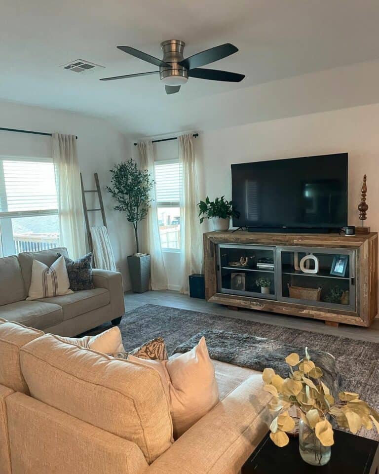 Comfortable Living Room With Eccentric Console