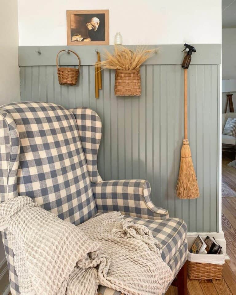 Cottagecore With Wingback Armchair and Beadboard Wall