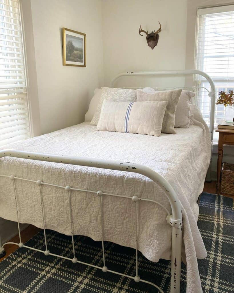Cozy Bedroom Showcases Vintage Spindle Bed