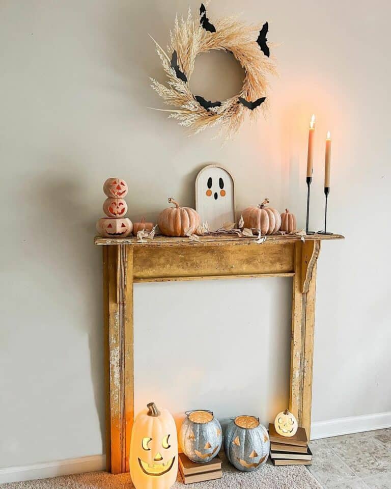 Distressed Jack-o-Lantern Mantel